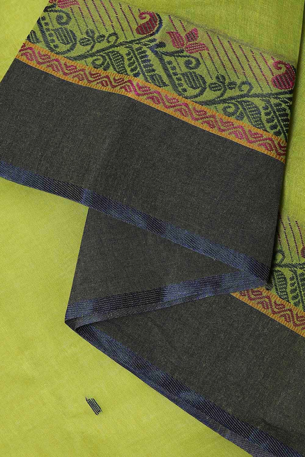 Light Pure Green Cotton Bengal Saree image number null