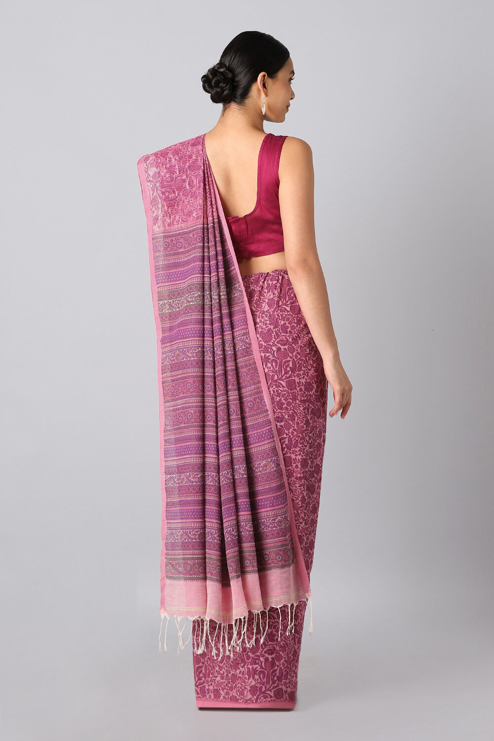 Pink Pure Cotton Printed Saree image number null