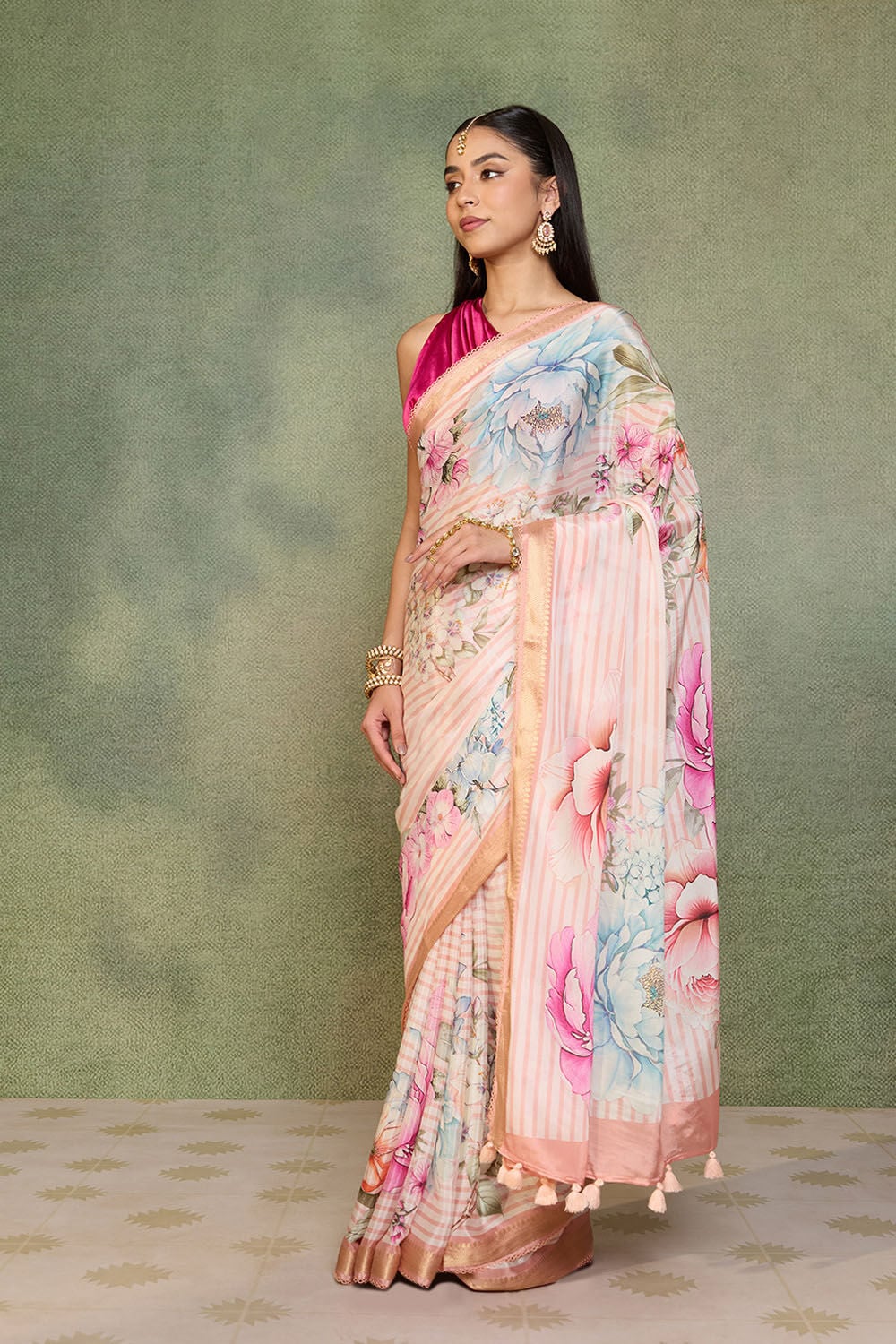 Pink   Printed Pure Viscose Saree image number null