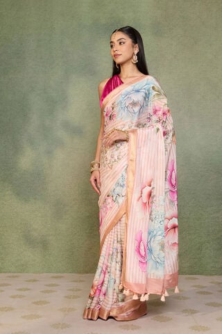 Pink   Printed Pure Viscose Saree thumbnail image number null