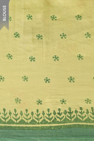 Light Green Block Printed Pure Cotton Bengal Saree thumbnail image number null