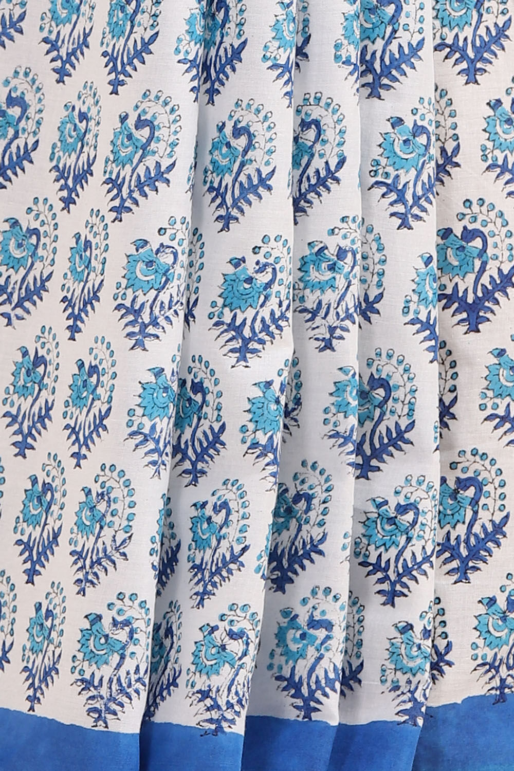 White Pure Cotton Sanganeri Printed Saree image number null