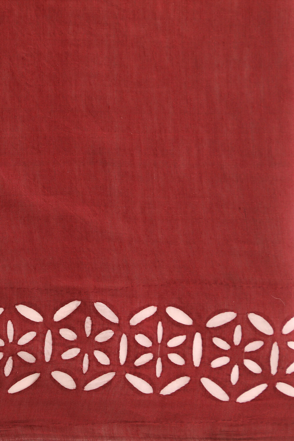 Dark Red Craft Pure Tussar Silk Applique Saree image number null