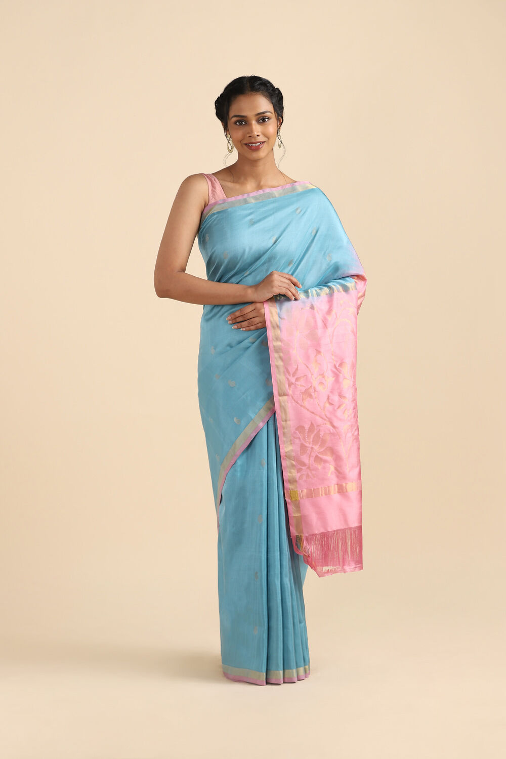 Light Blue Pure Silk Uppada Jamdani Saree image number null