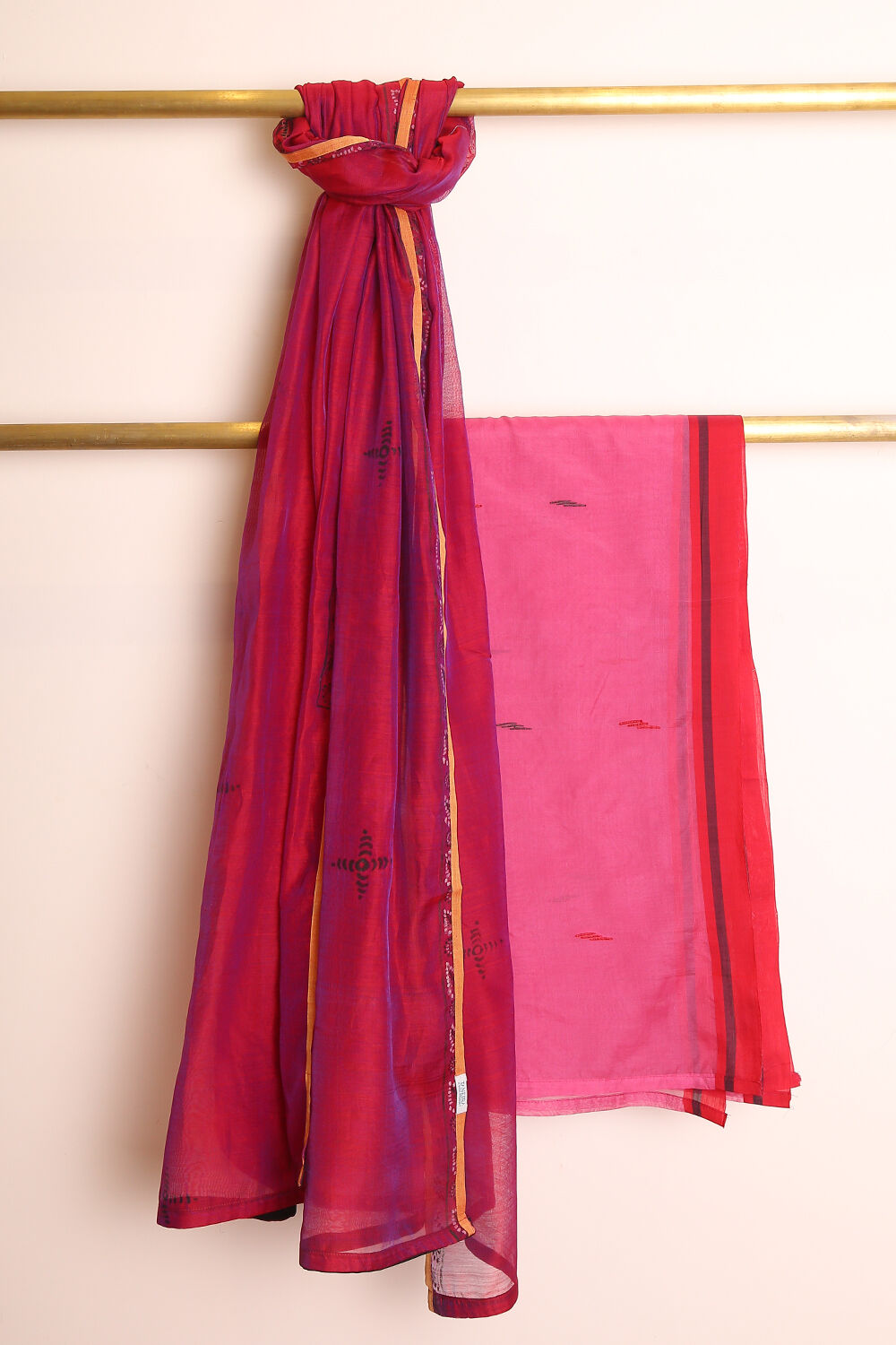 Candy Pink Pure Silk Cotton Suit Set image number null