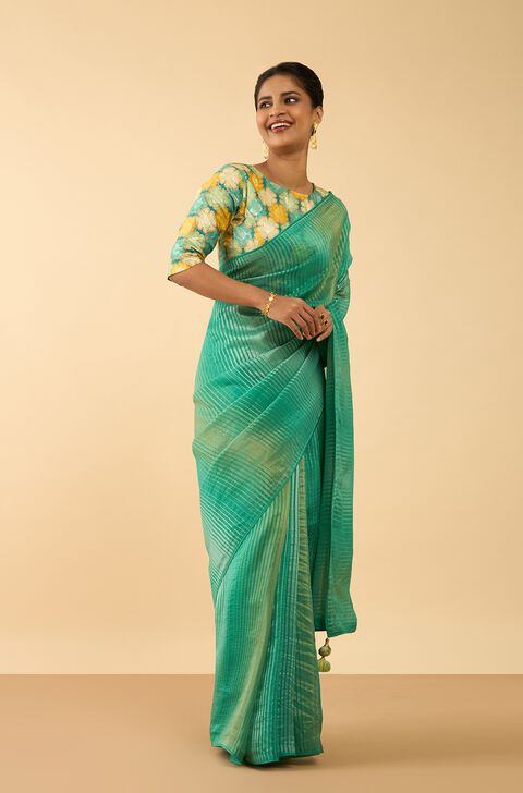 Green Woven Viscose Saree