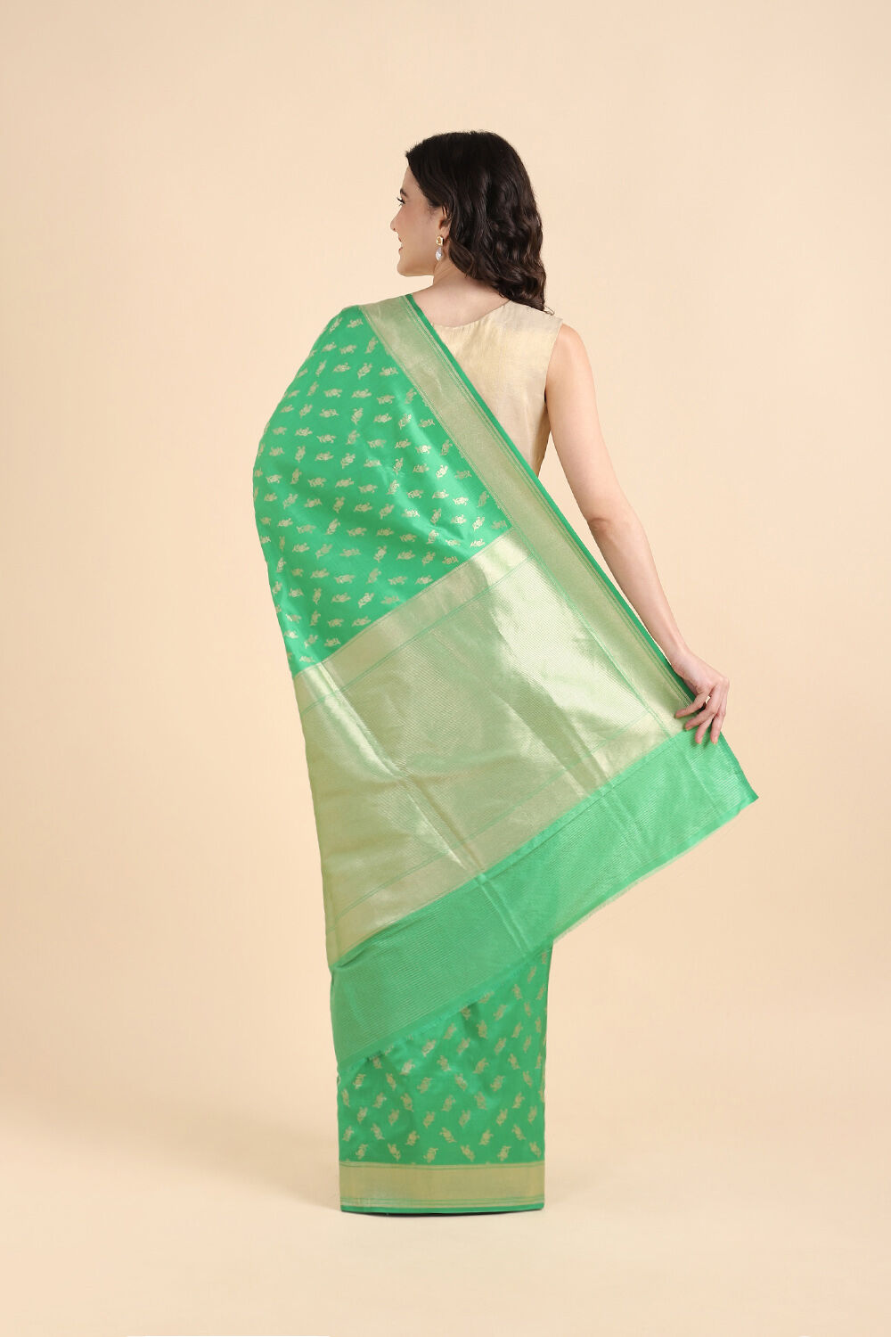 Light Green Pure Silk Banarasi Saree image number null