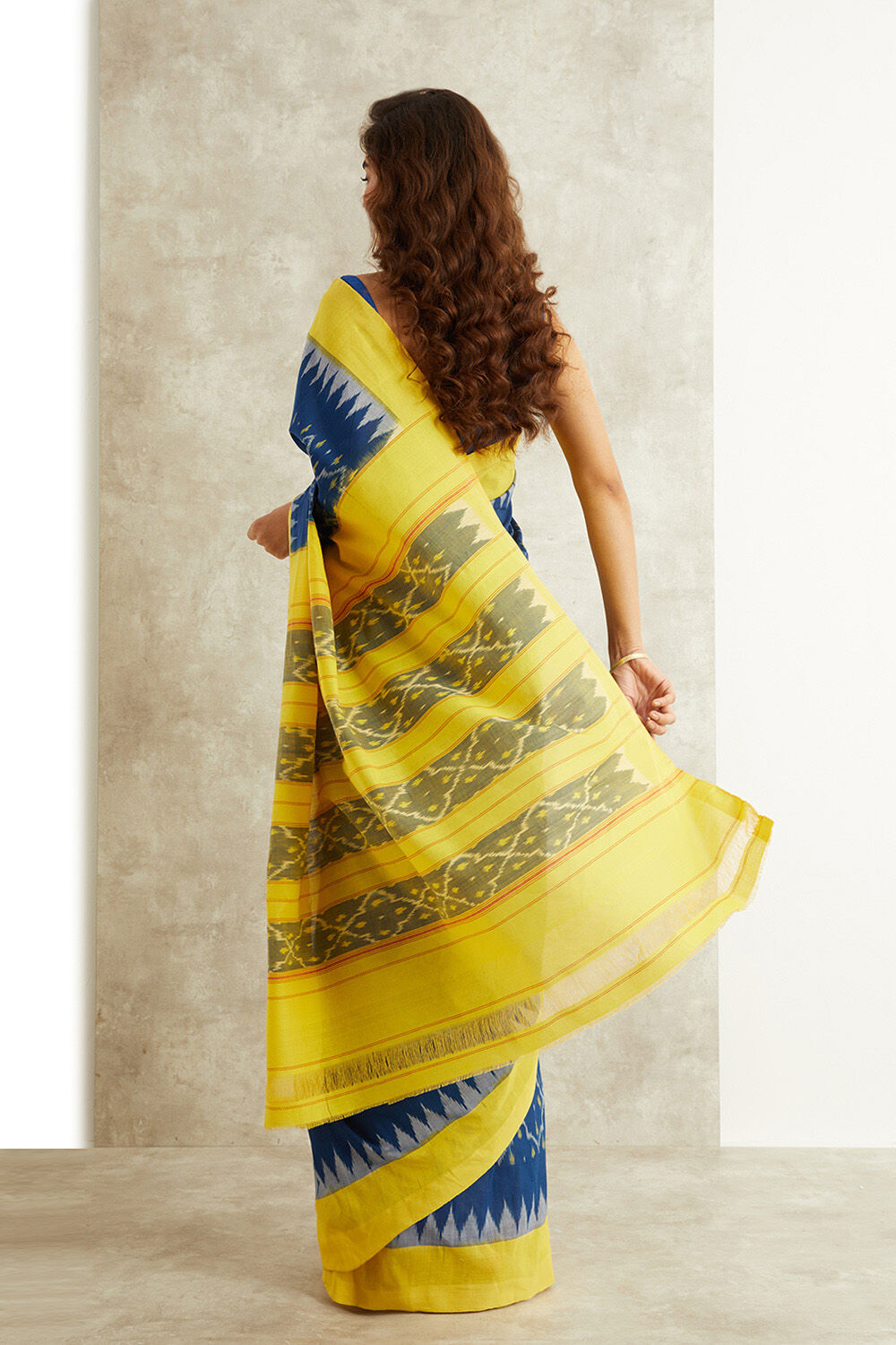 Blue Ikat Pure Cotton Pochampalli Saree image number null