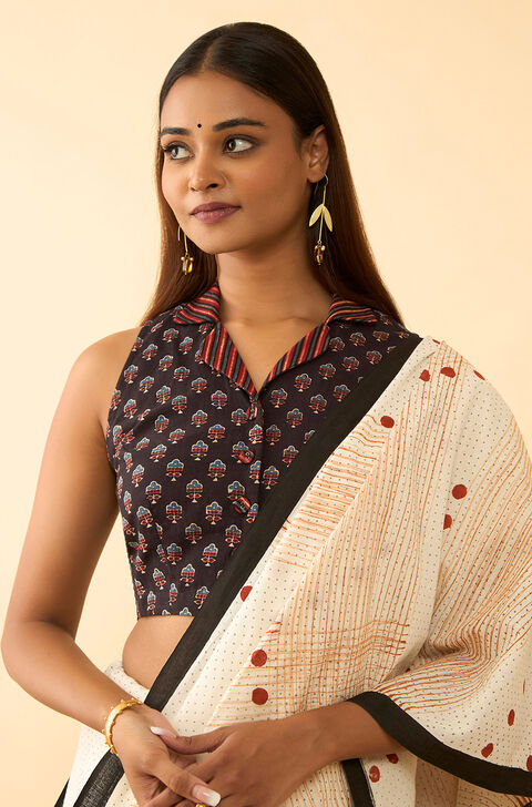 Black Pure Cotton Ajrakh Blouse