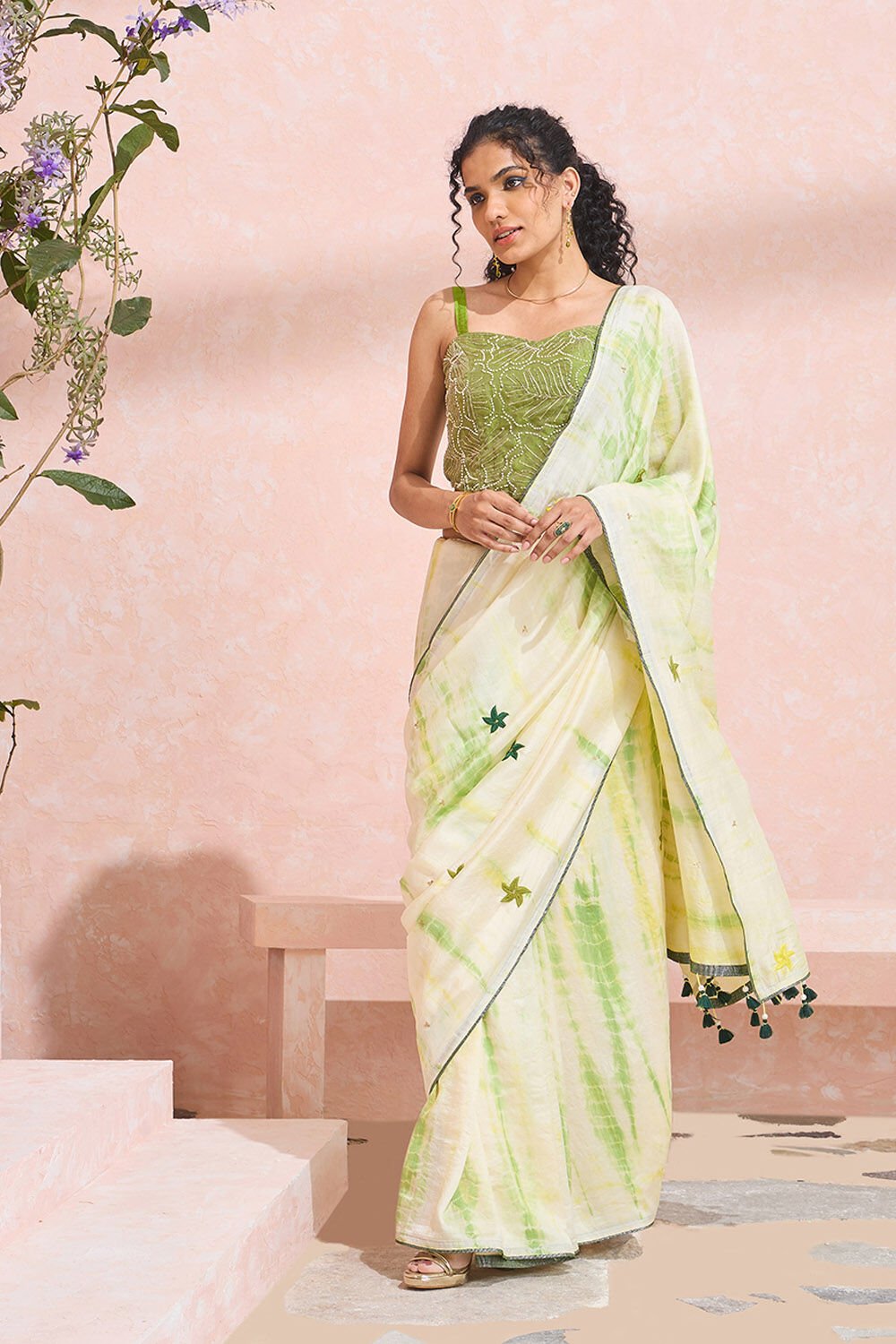 Light Green Murshidabad Pure Silk Embroidered Saree image number null