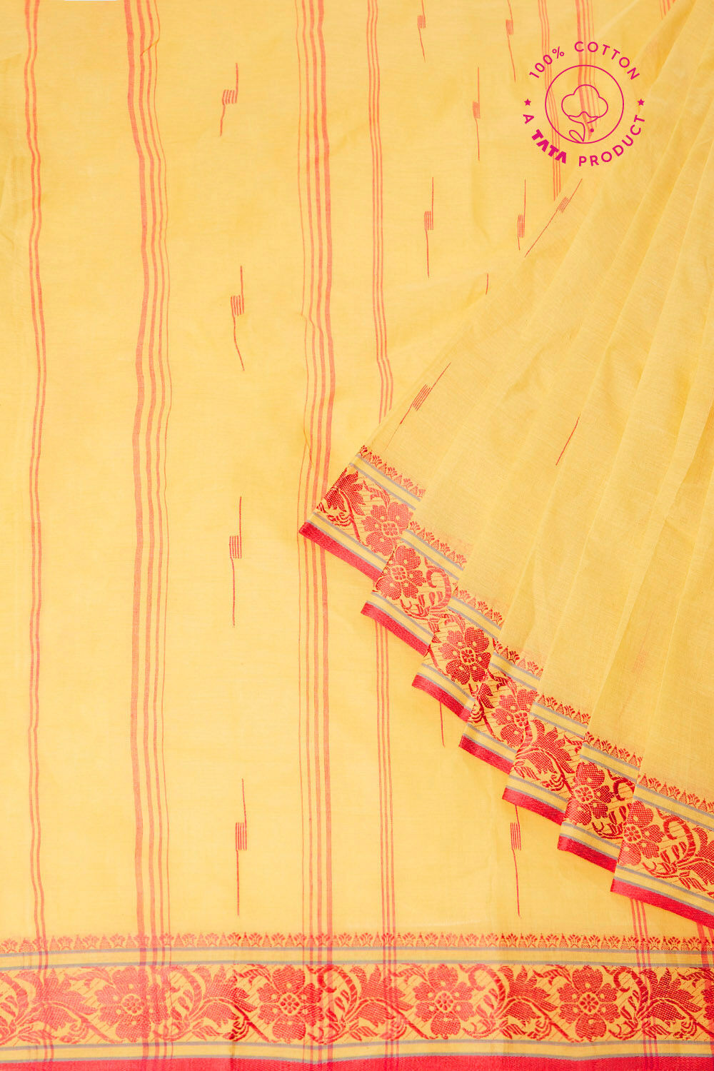 Yellow Pure Cotton Bengal Saree image number null