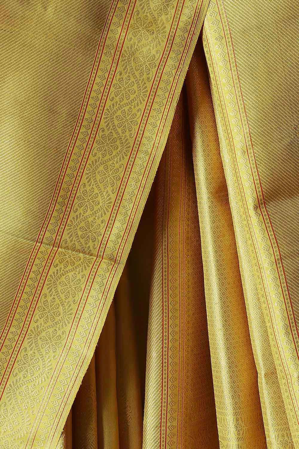 Yellow Pure Silk Kanjivaram Saree image number null