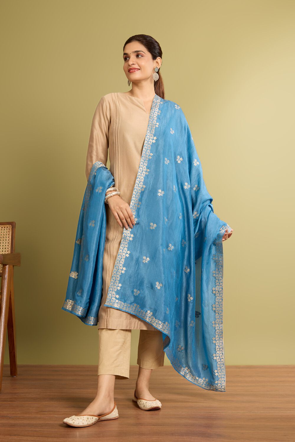 Blue Woven Viscose Luxe Dupatta image number null