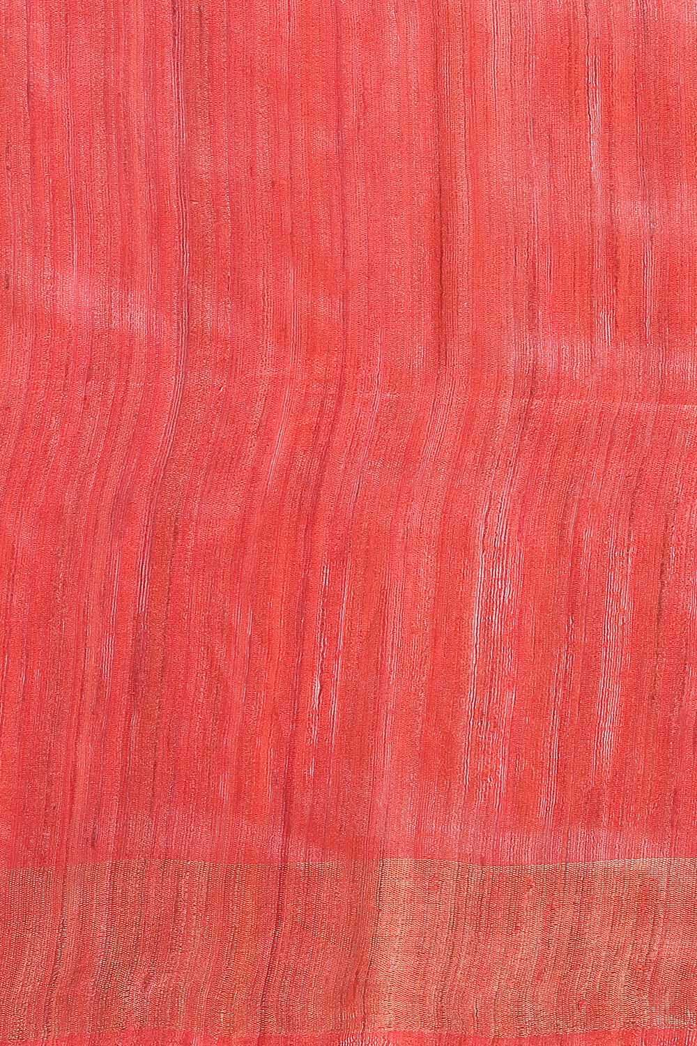 Orange Pure Tussar Silk Tie and Dye Saree image number null