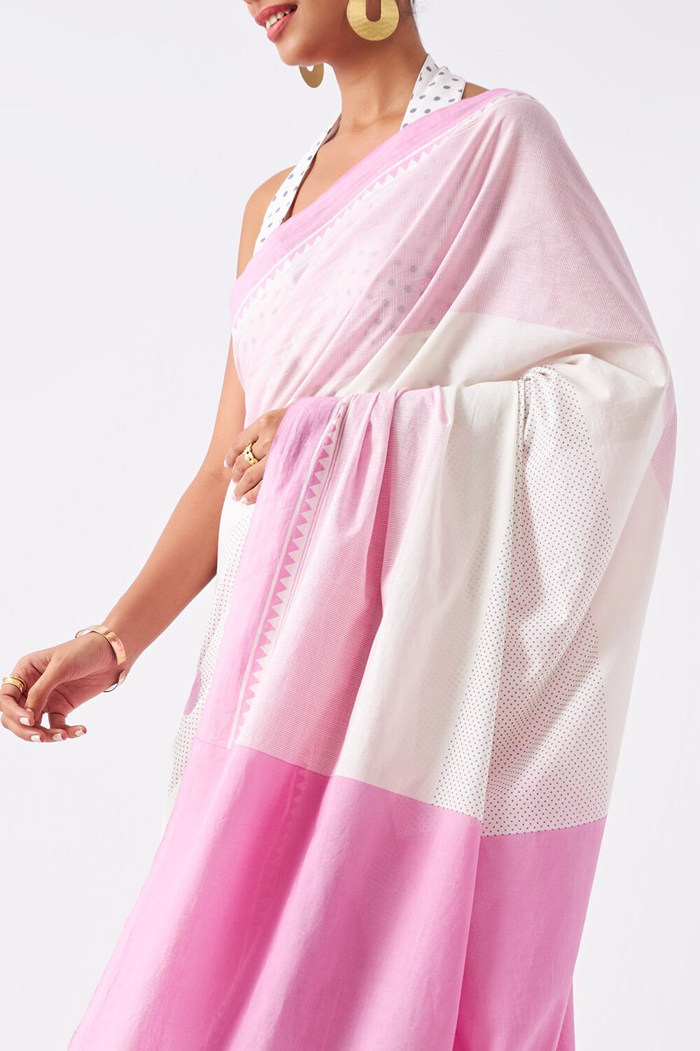 White Pure Cotton Printed Saree image number null