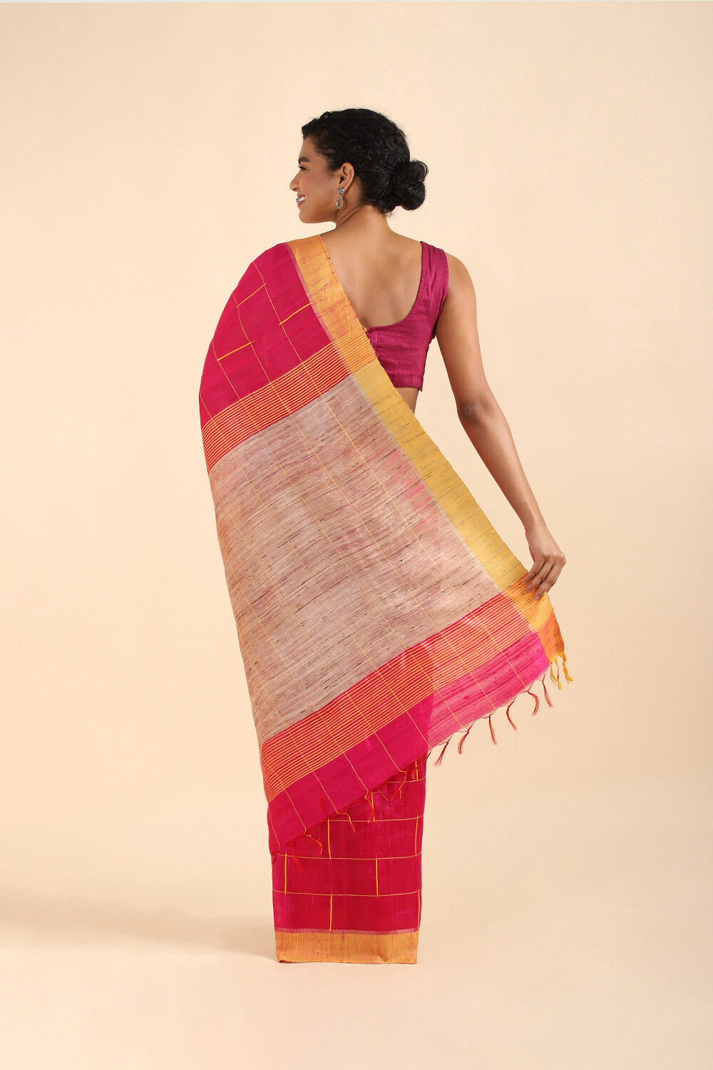 Red Pure Tussar Silk Bhagalpuri Saree image number null