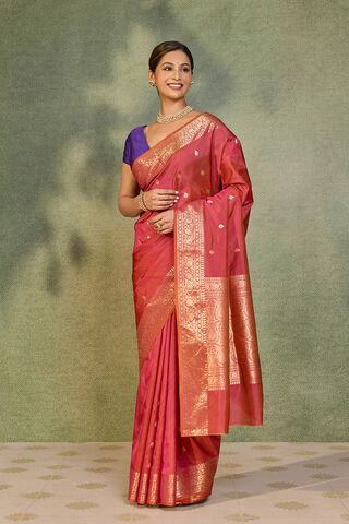 Pink Silk Viscose Kadwa Banarasi Saree thumbnail image number null