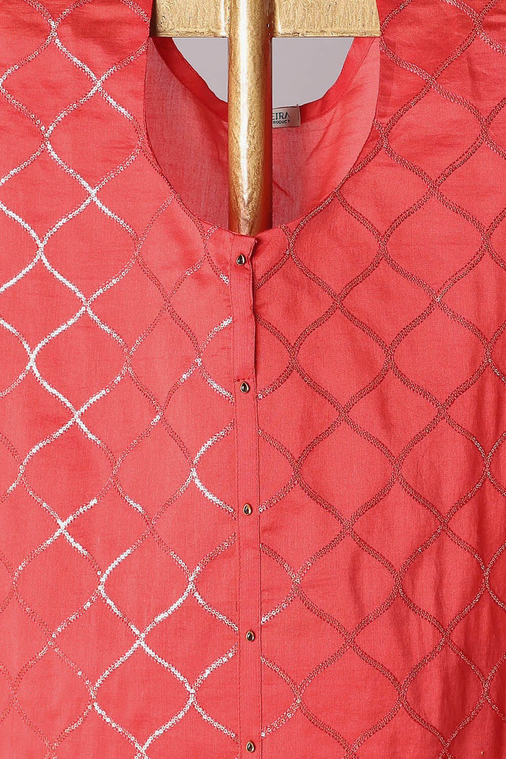 Red Silk Cotton Embroidered Semistitched Suit Set image number null