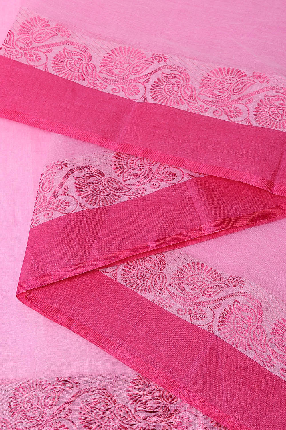 Light Pure Pink Cotton Bengal Saree image number null