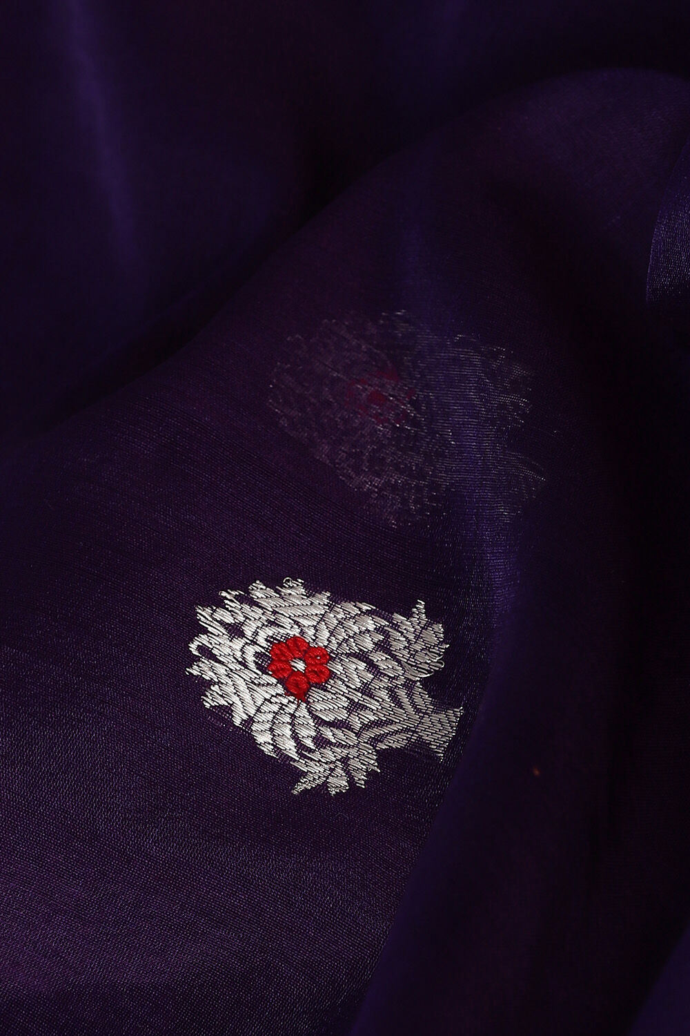 Purple Pure Silk Cotton Chanderi Saree image number null