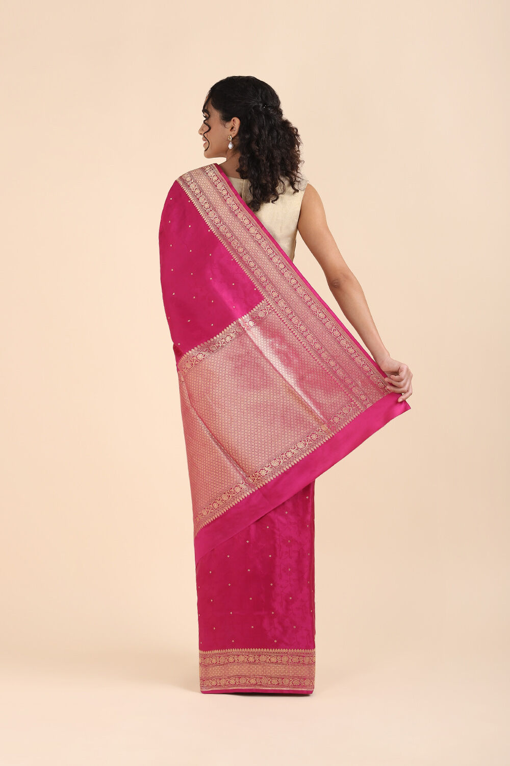 Dark Pink Pure Silk Banarasi Saree image number null