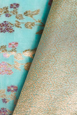 Light Blue Pure Silk Cutwork Banarasi Saree thumbnail image number null
