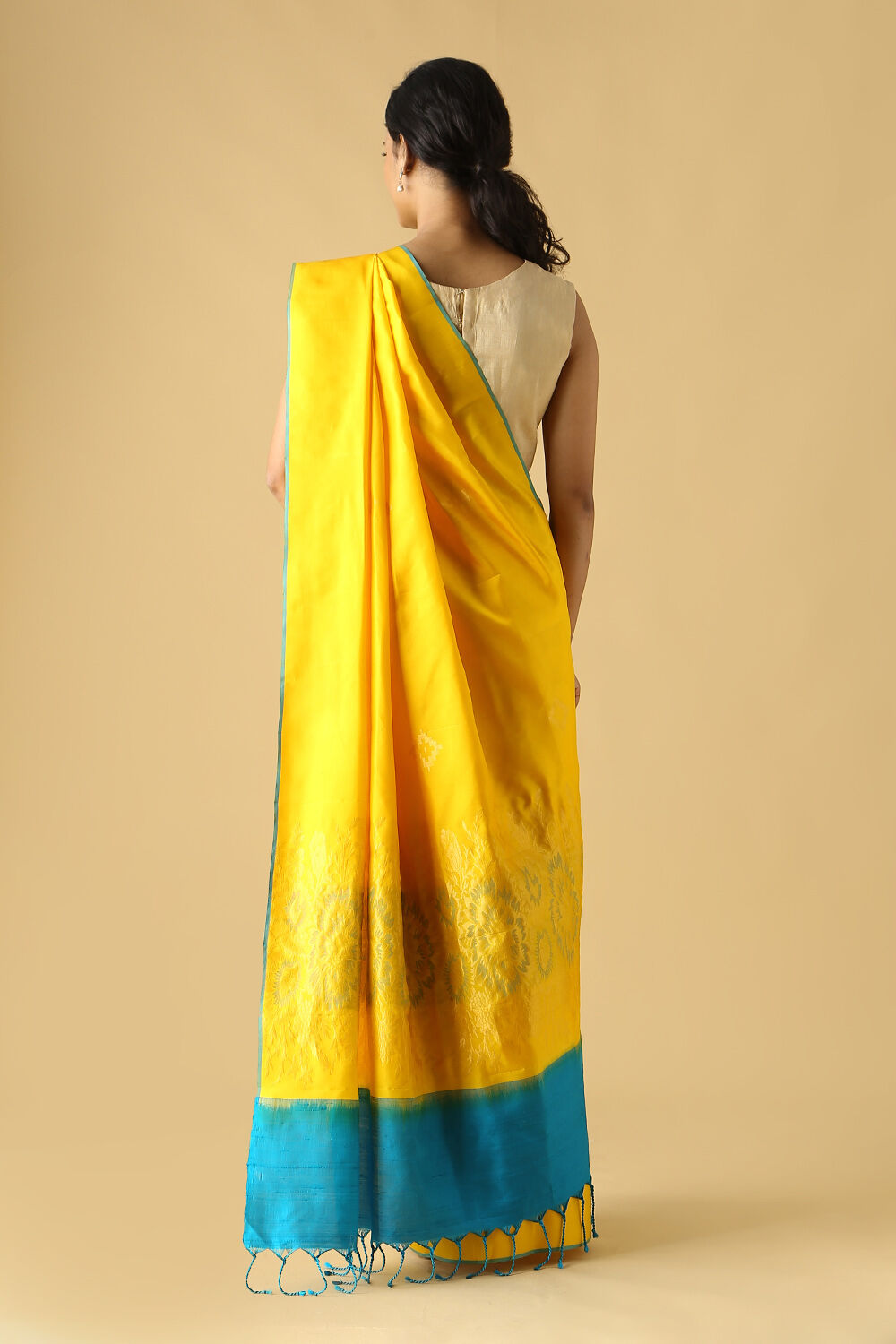 Light Yellow Pure Silk South Saree image number null