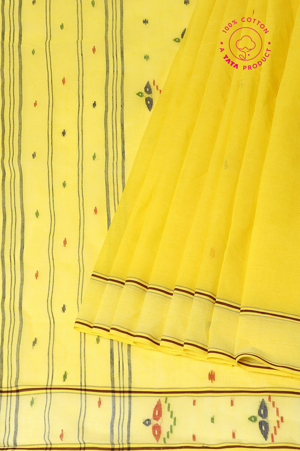 Dark Yellow Pure Cotton Bengal Saree image number null