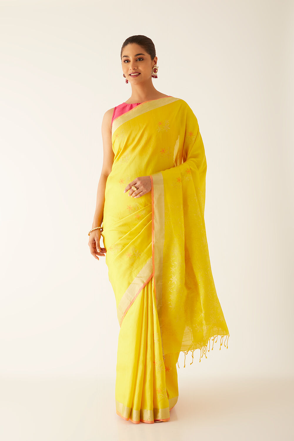 Yellow Pure Silk South Saree image number null