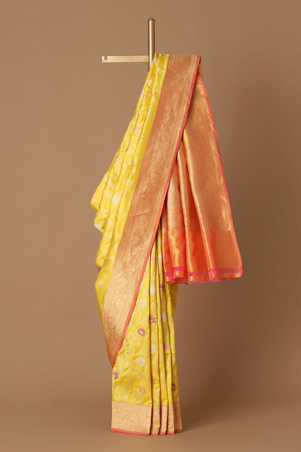 Light Yellow Pure Silk Banarasi Saree image number null