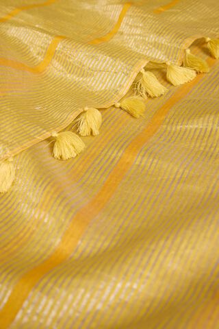 Yellow Pure Silk Cotton Embroidered Saree thumbnail image number null