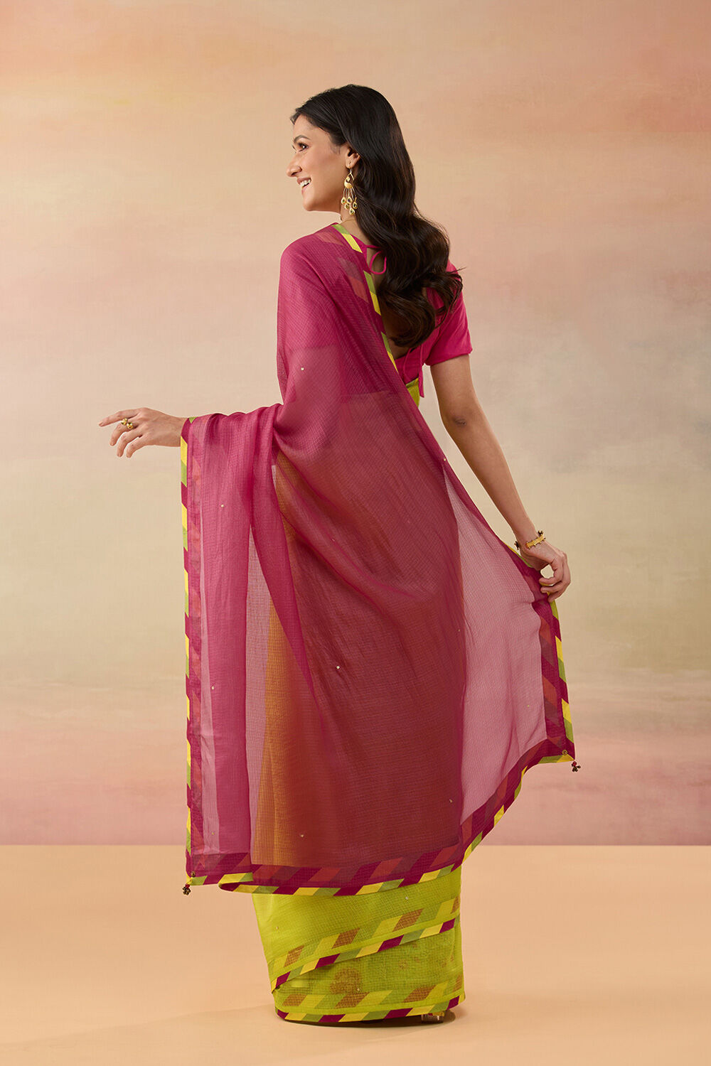 Green Pure Silk Kota Sequin Saree image number null