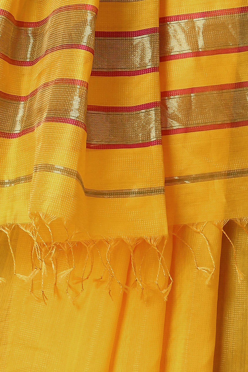 Yellow Pure Silk Cotton Maheswari Saree image number null