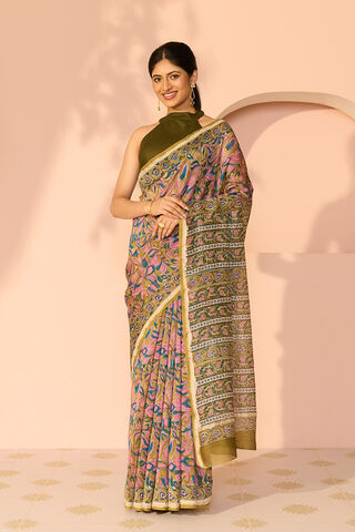 Pink Rajasthan Pure Silk Cotton Printed Sanganeri Saree thumbnail image number null