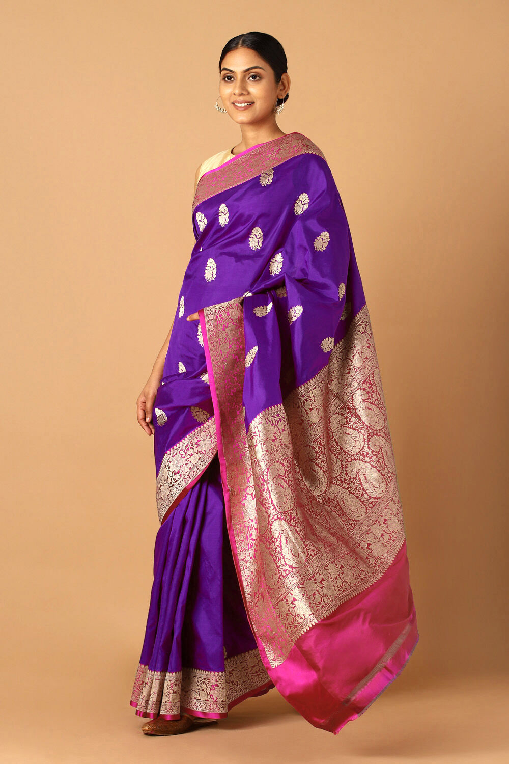 Purple Pure Silk Banarasi Saree image number null