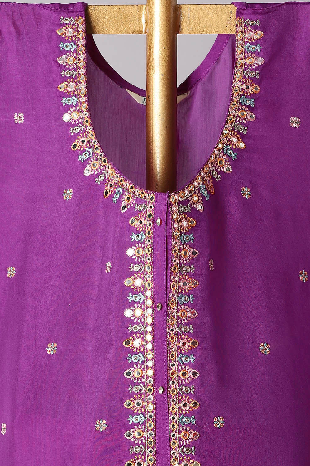 Violet Viscose Embroidered Semistitched Suit Set image number null