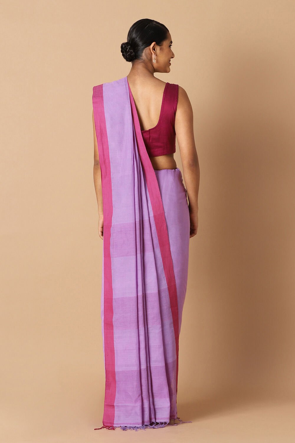 Violet Pure Cotton Bengal Saree image number null