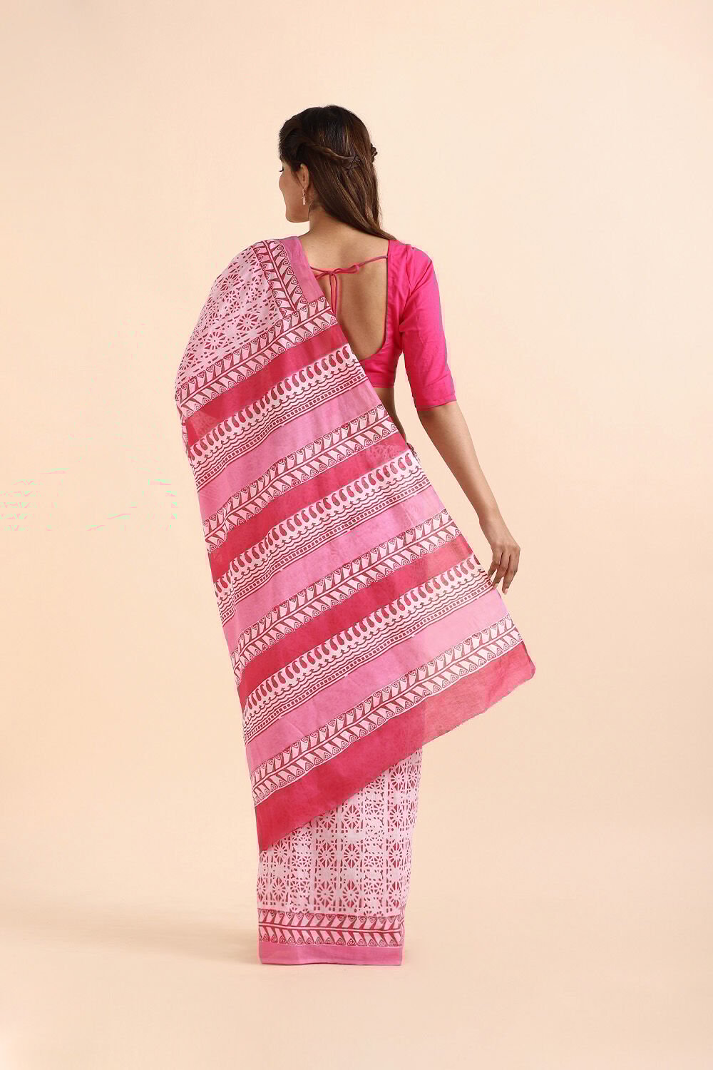 Light Pink Pure Cotton Mulmul Printed Saree image number null