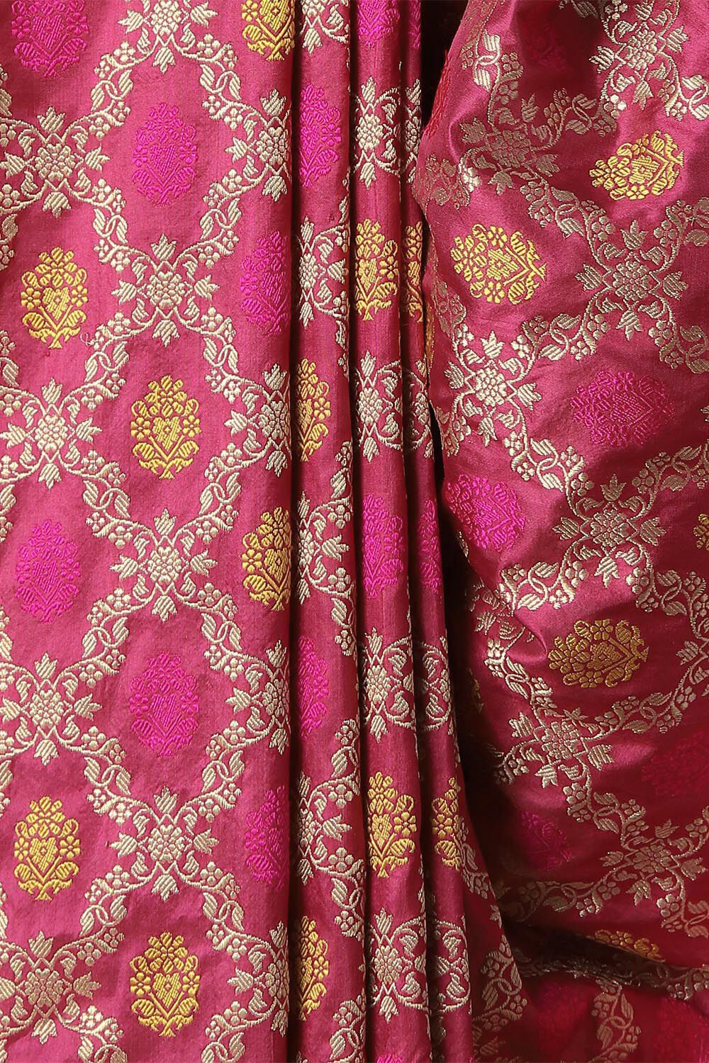 Dark Pink Pure Silk Banarasi Saree image number null