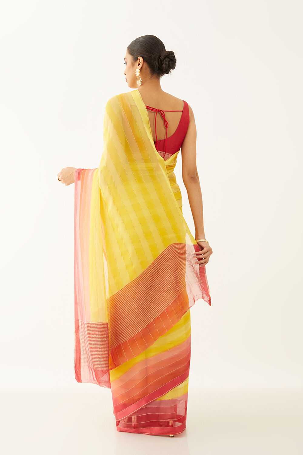 Yellow Pure Silk Chiffon Woven Saree image number null