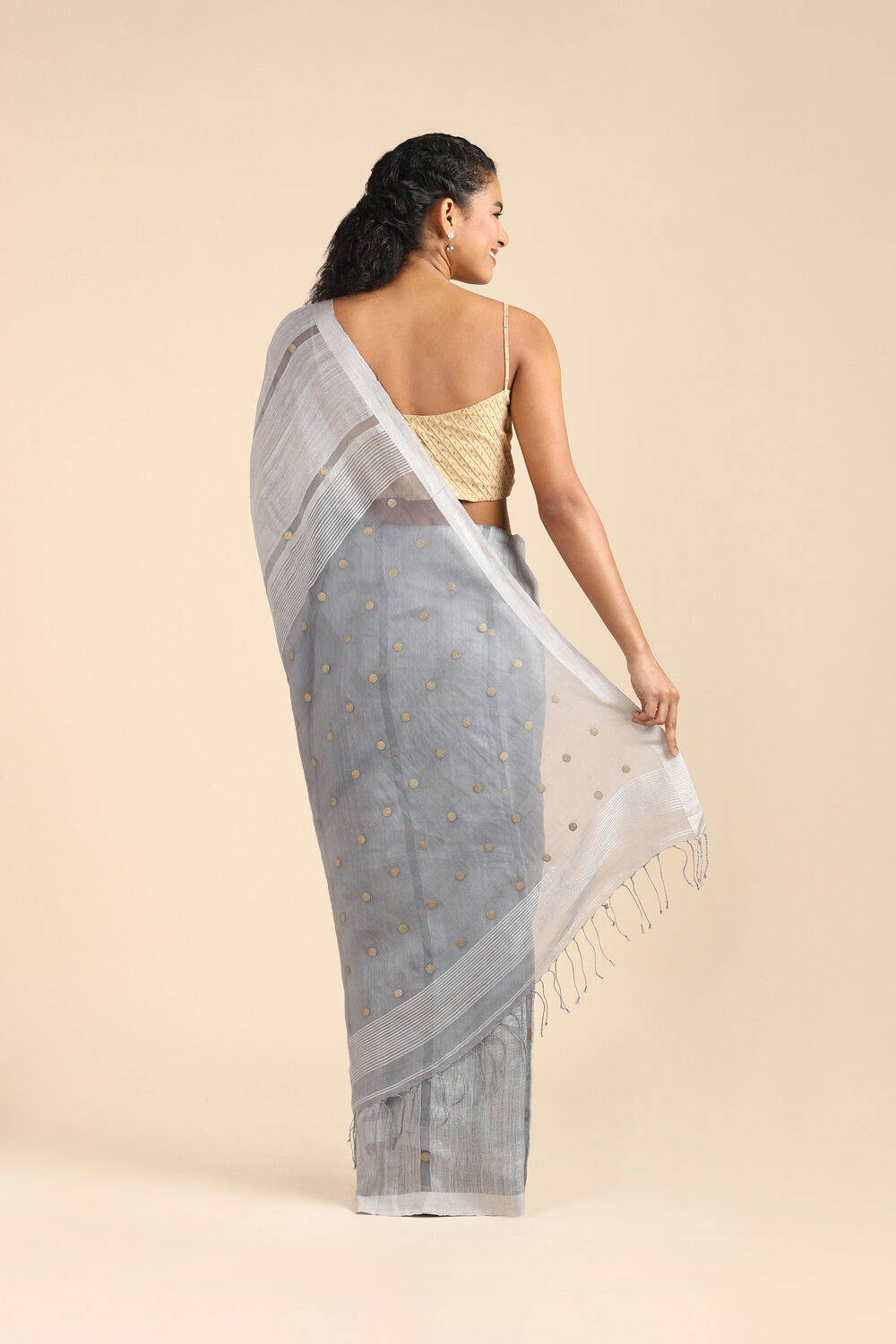 Grey Pure Silk Vanya Bengal Saree image number null