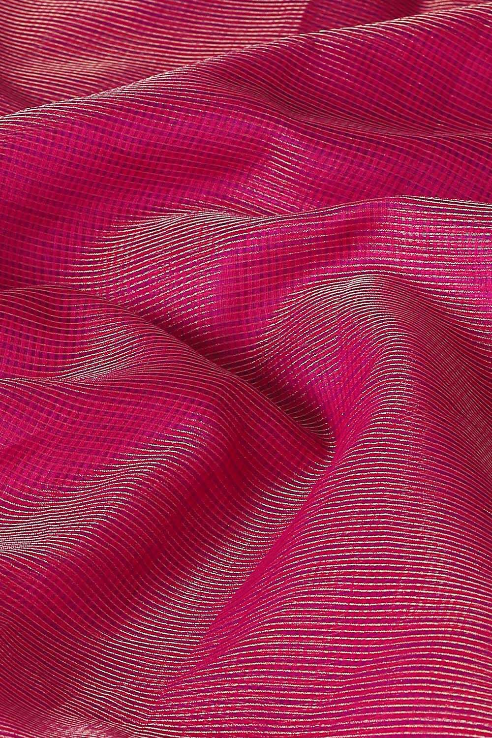 Dark Pink Pure Cotton Tissue Maheswari Saree image number null
