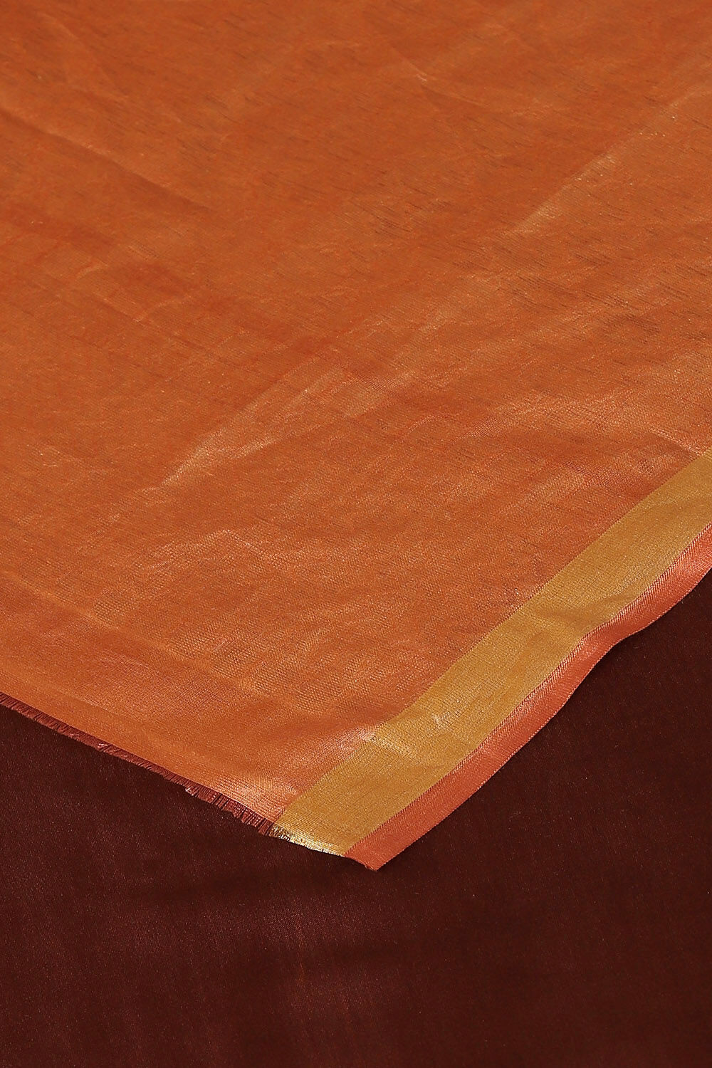 Brown Pure Silk Tencel South Saree image number null
