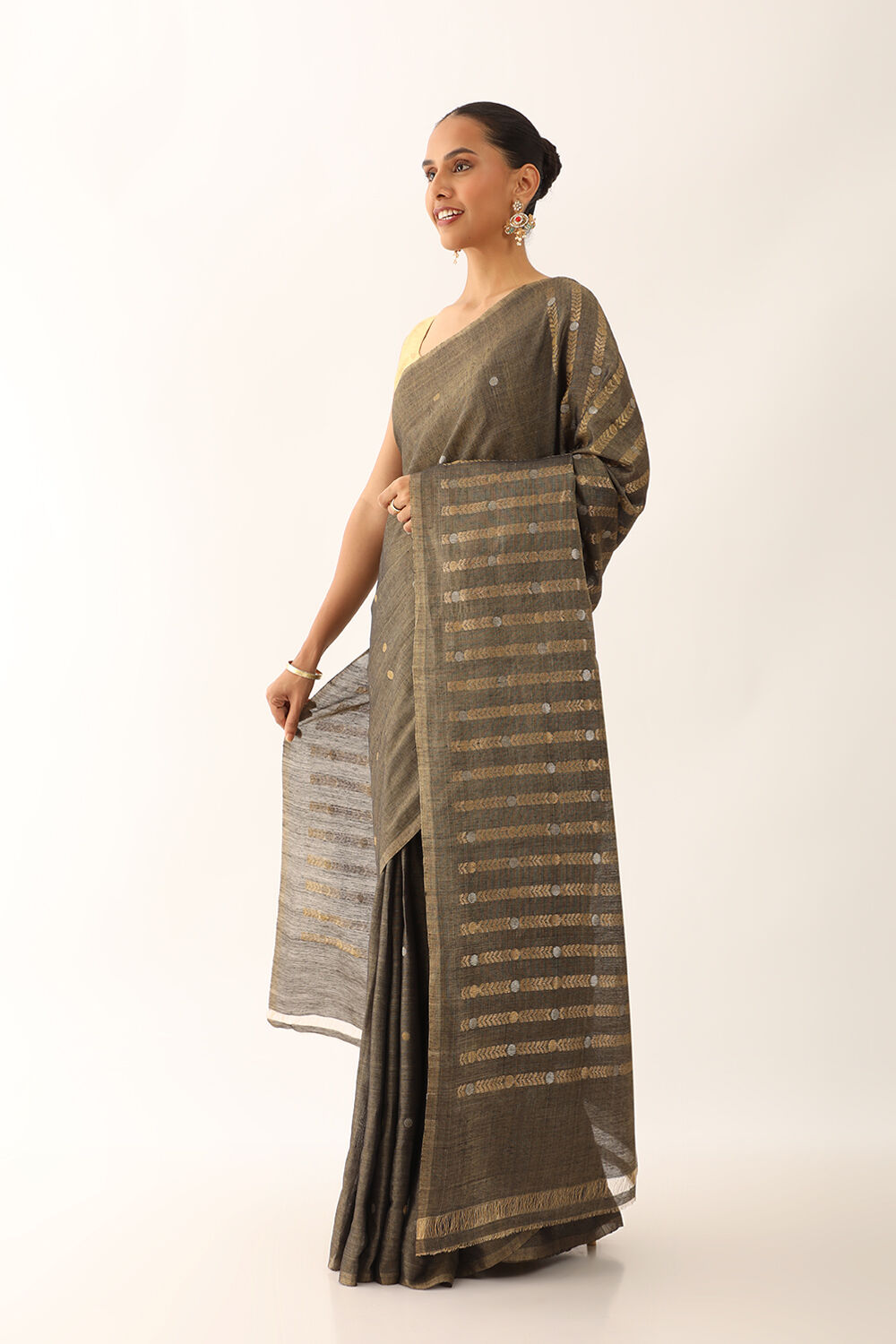 Black Chattisgarh Pure Silk Tissue Woven Saree image number null