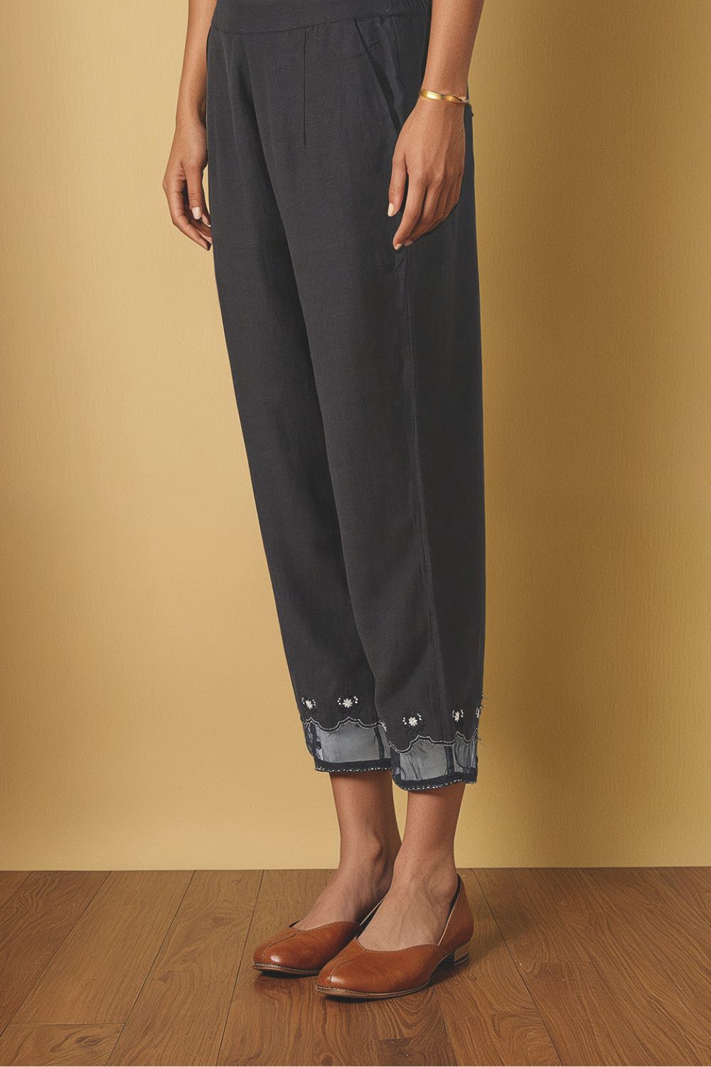 Black Viscose Aari Trouser image number null