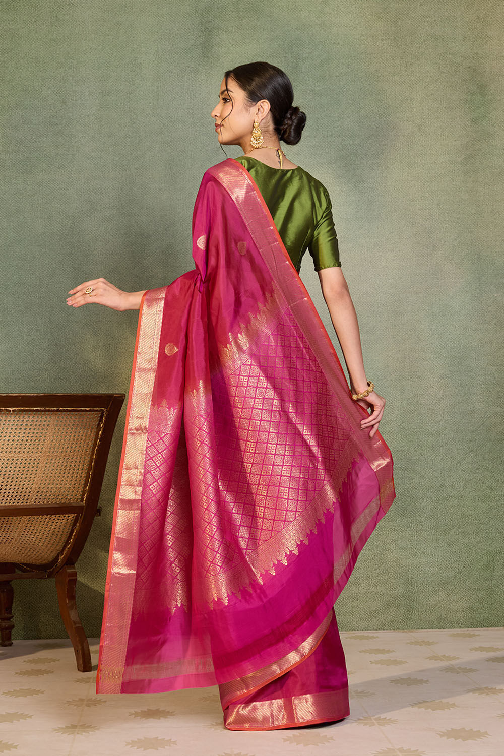 Dark Pink Woven Apsara Silk Viscose Saree image number null