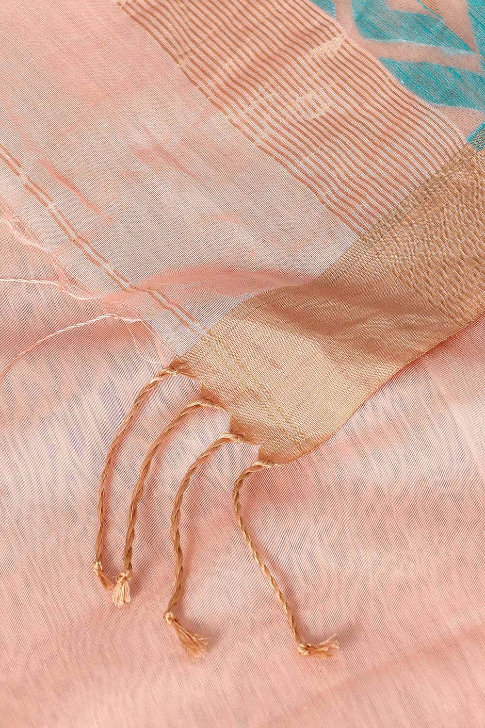 Light Pink Pure Silk Cotton Jamdani Saree image number null