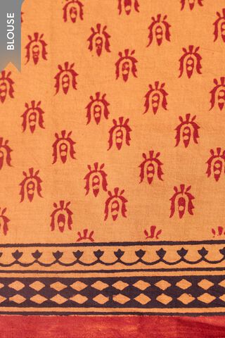 Yellow Bagh Block Printed Pure Cotton Saree thumbnail image number null