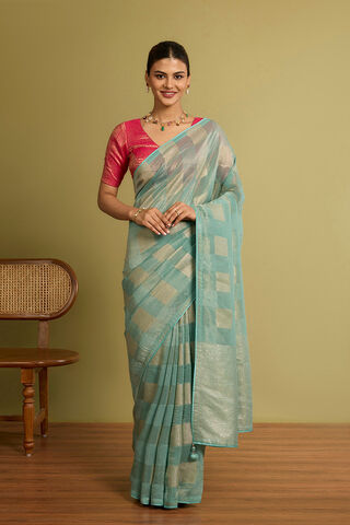 Light Blue Woven Viscose Tissue Saree thumbnail image number null