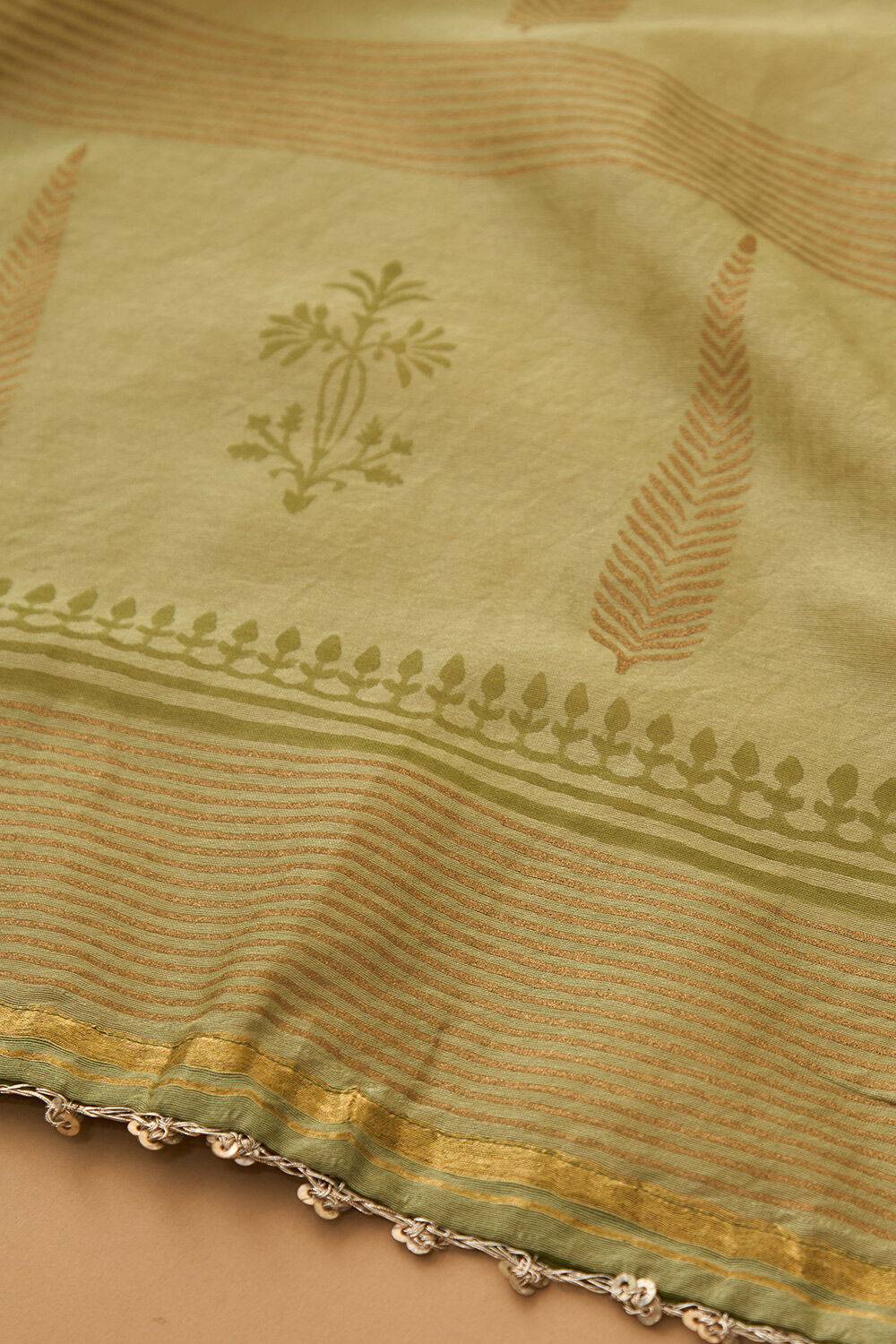 Green Rajasthan Block Printed Pure Silk Cotton Saree image number null